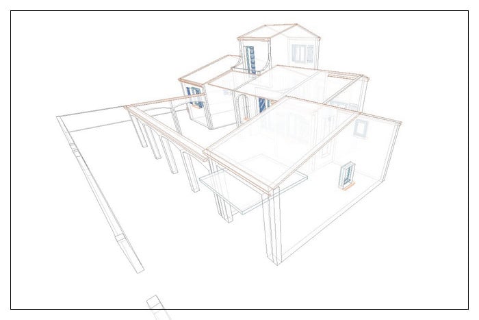 Construction 3D turbocad d'une petite villa.